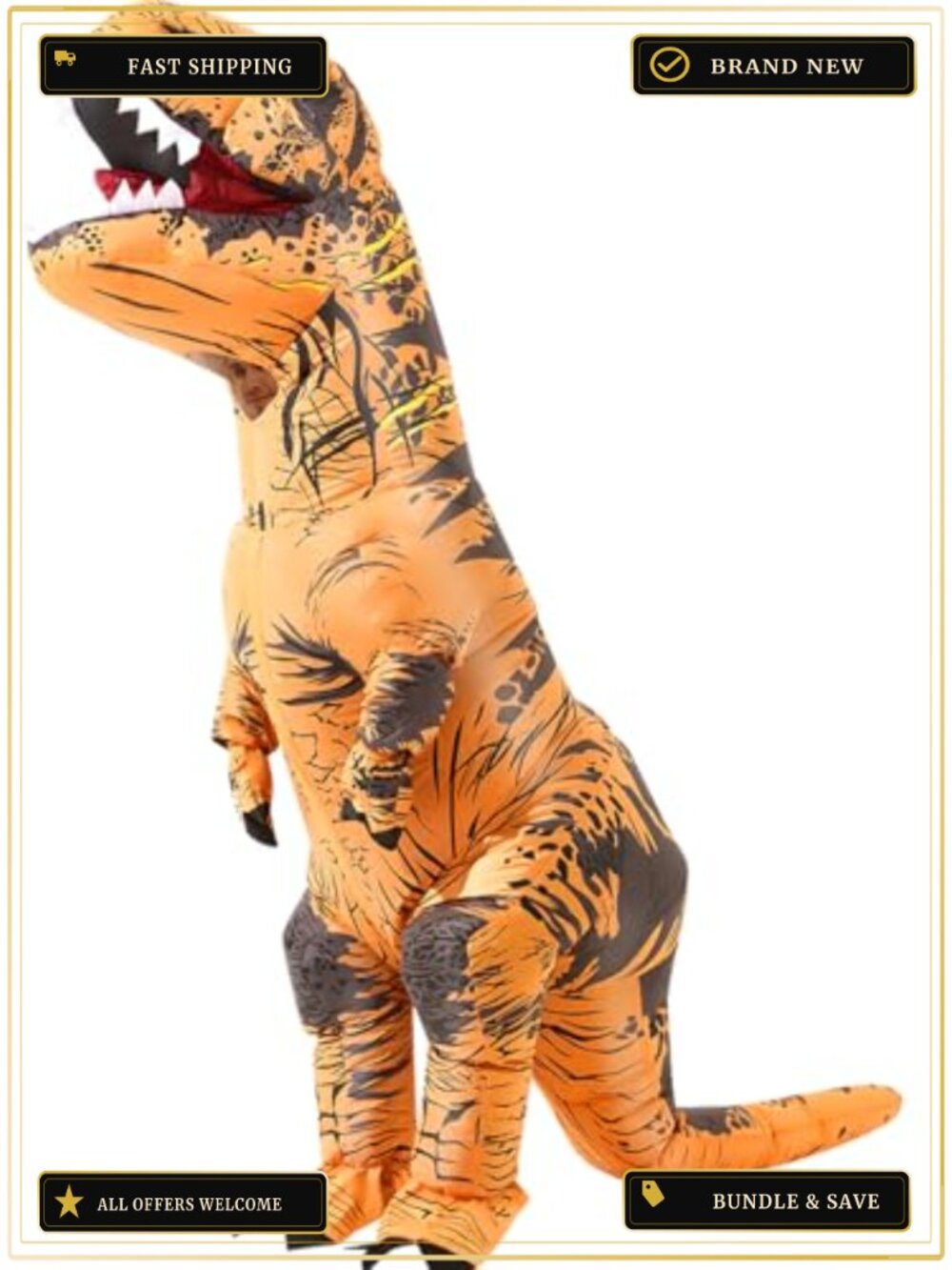 Inflatable Dinosaur Costume Adult Blow Up T-Rex Suit Halloween